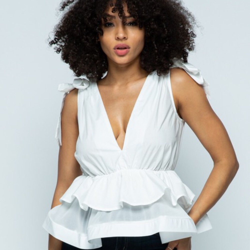 Peplum Top with Shoulder Bows *BRAND NEW*